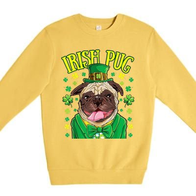 Saint Paticks Day Irish Pug Mom, Dad Rainbow Premium Crewneck Sweatshirt