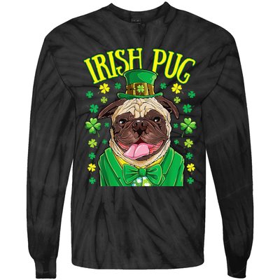 Saint Paticks Day Irish Pug Mom, Dad Rainbow Tie-Dye Long Sleeve Shirt