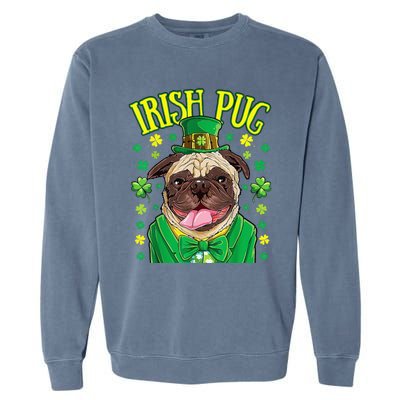 Saint Paticks Day Irish Pug Mom, Dad Rainbow Garment-Dyed Sweatshirt