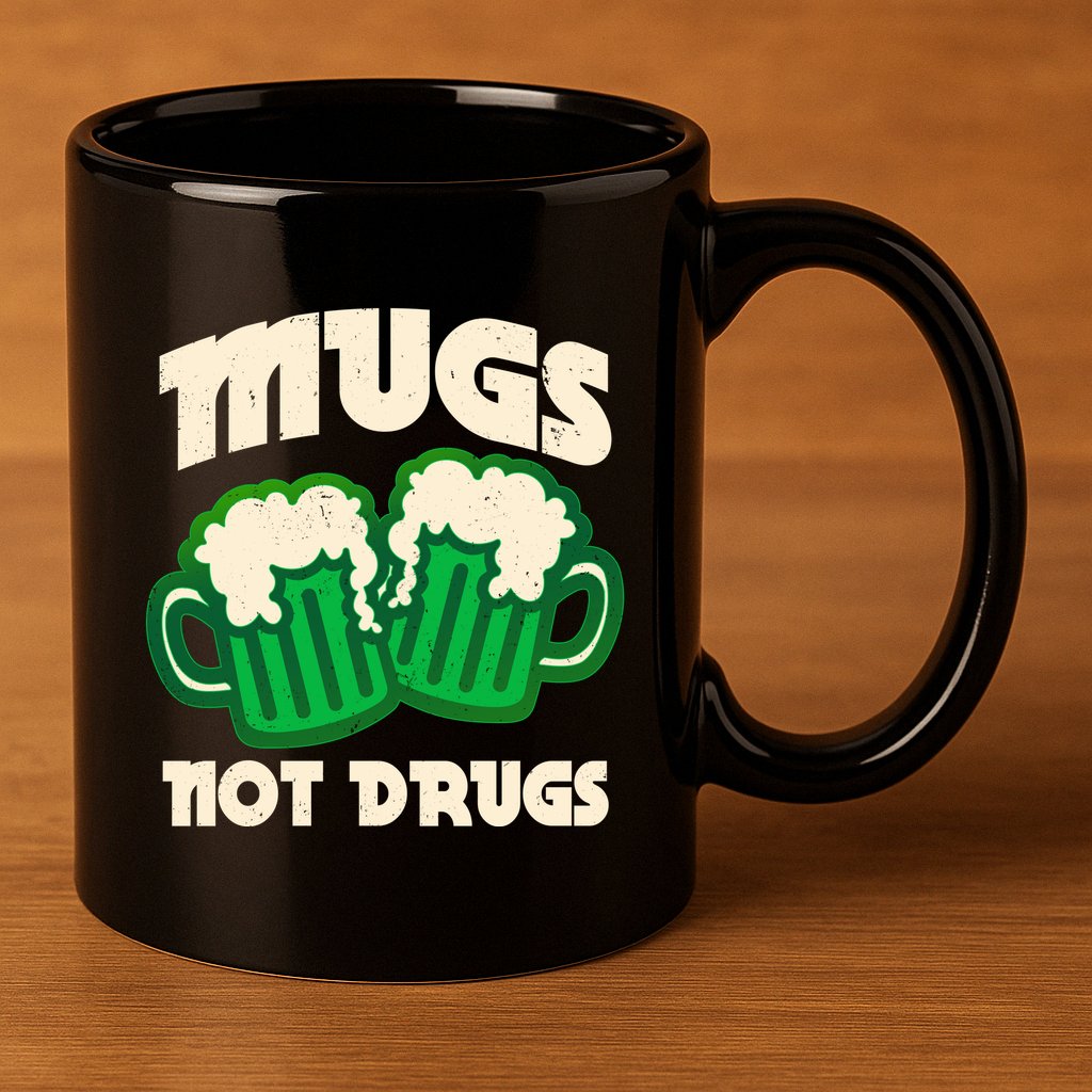 St Patricks Day Mugs Not Drugs Drink Green Beer 11oz C Handle Ceramic Mug