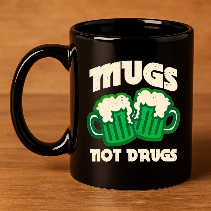 St Patricks Day Mugs Not Drugs Drink Green Beer 11oz C Handle Ceramic Mug