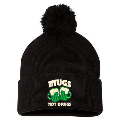 St Patricks Day Mugs Not Drugs Drink Green Beer Pom Pom 12in Knit Beanie