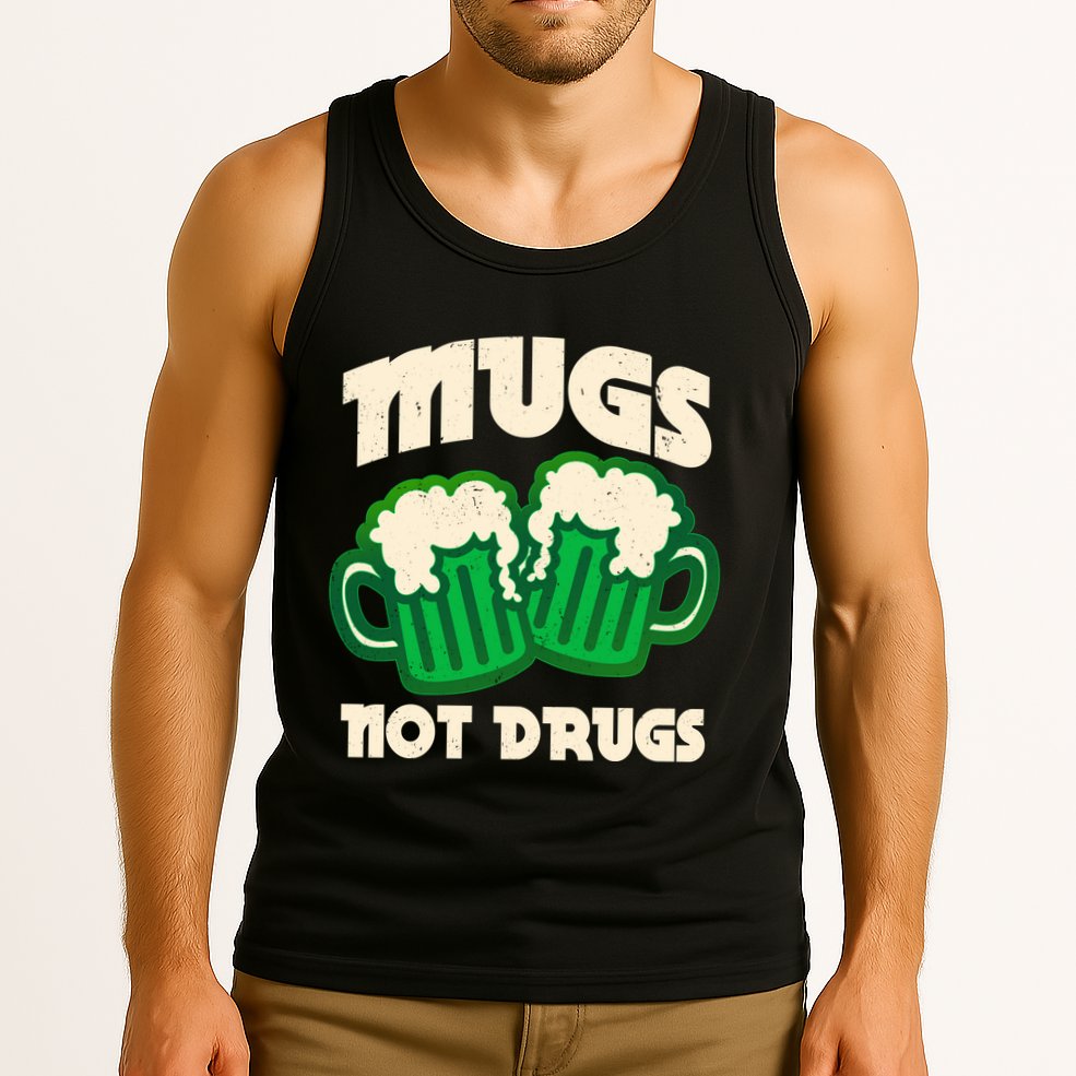 St Patricks Day Mugs Not Drugs Drink Green Beer Tank Top