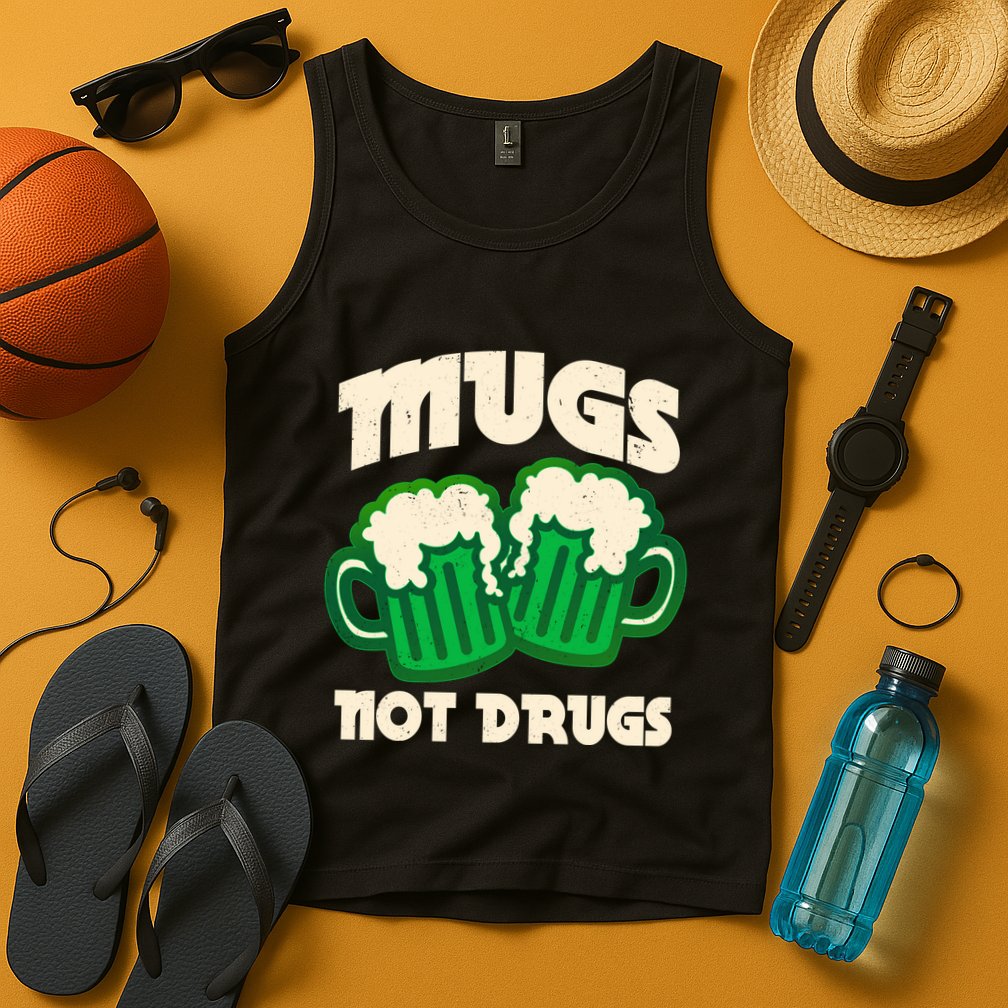 St Patricks Day Mugs Not Drugs Drink Green Beer Tank Top