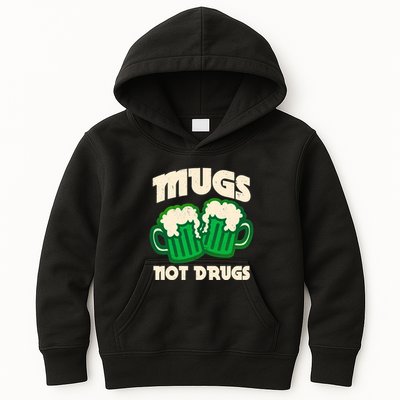 St Patricks Day Mugs Not Drugs Drink Green Beer Kids Hoodie