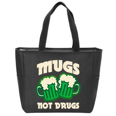 St Patricks Day Mugs Not Drugs Drink Green Beer Zip Tote Bag