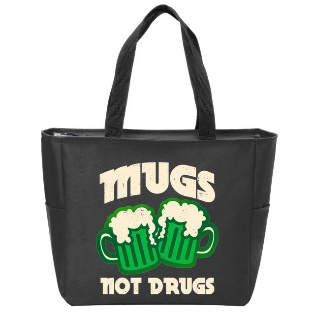 St Patricks Day Mugs Not Drugs Drink Green Beer Zip Tote Bag