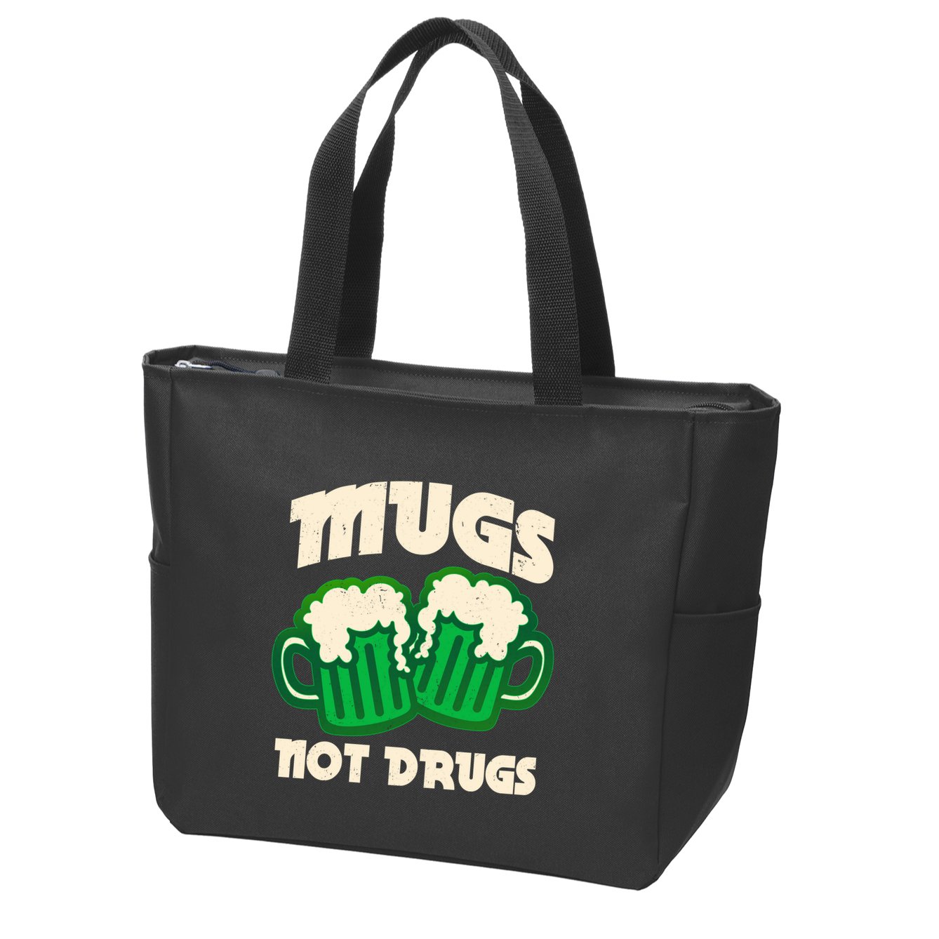 St Patricks Day Mugs Not Drugs Drink Green Beer Zip Tote Bag