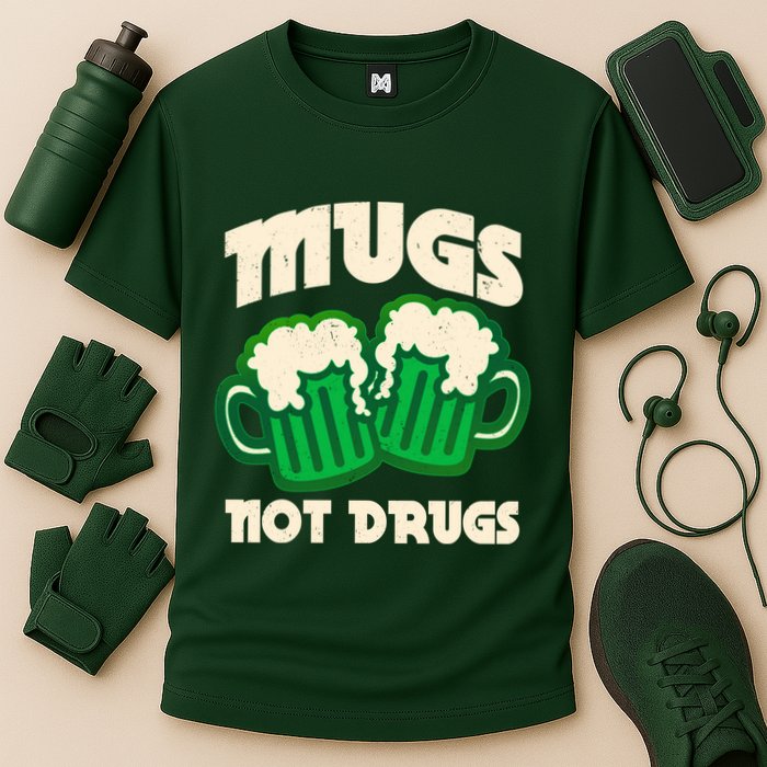 St Patricks Day Mugs Not Drugs Drink Green Beer Cooling Performance Crew T-Shirt