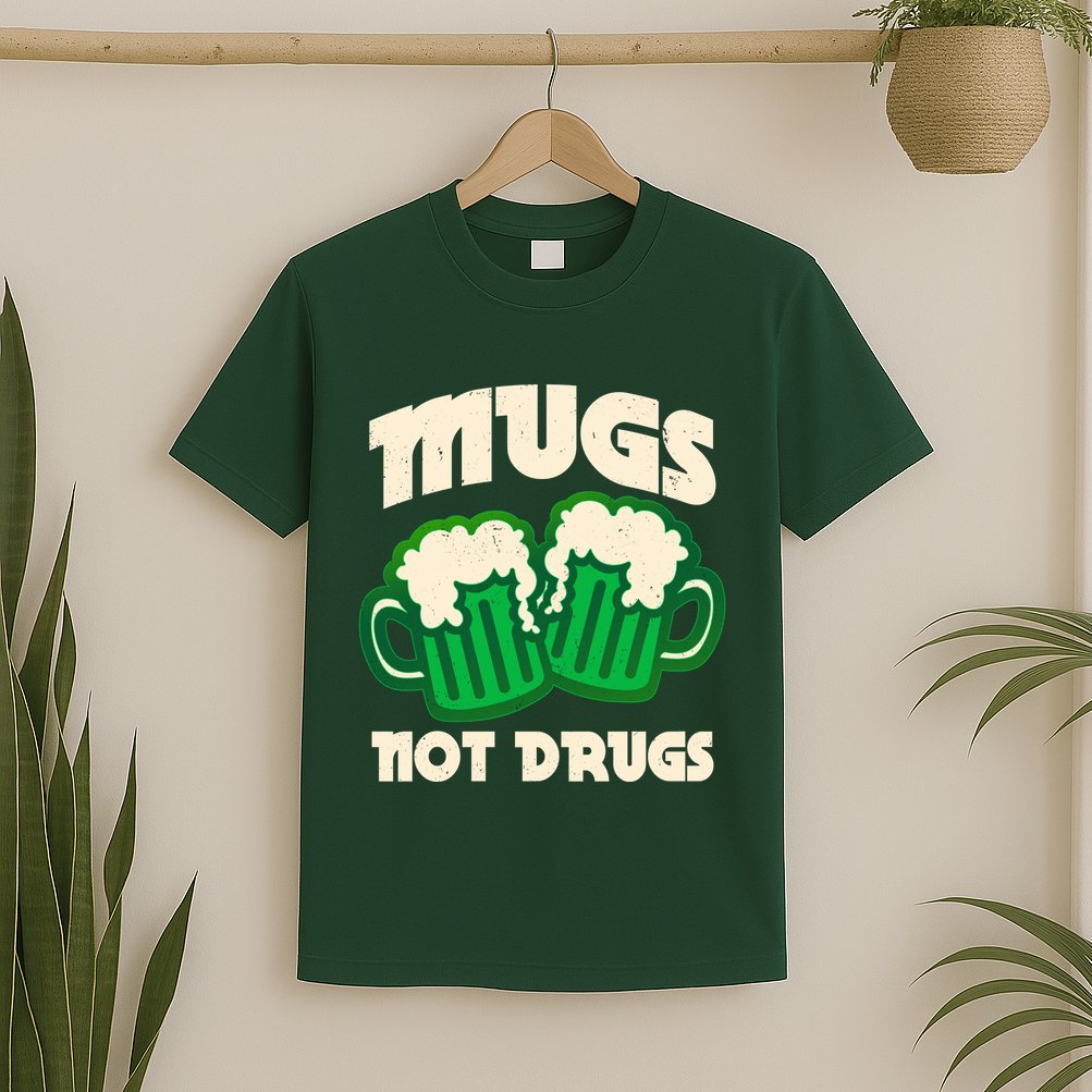 St Patricks Day Mugs Not Drugs Drink Green Beer T-Shirt