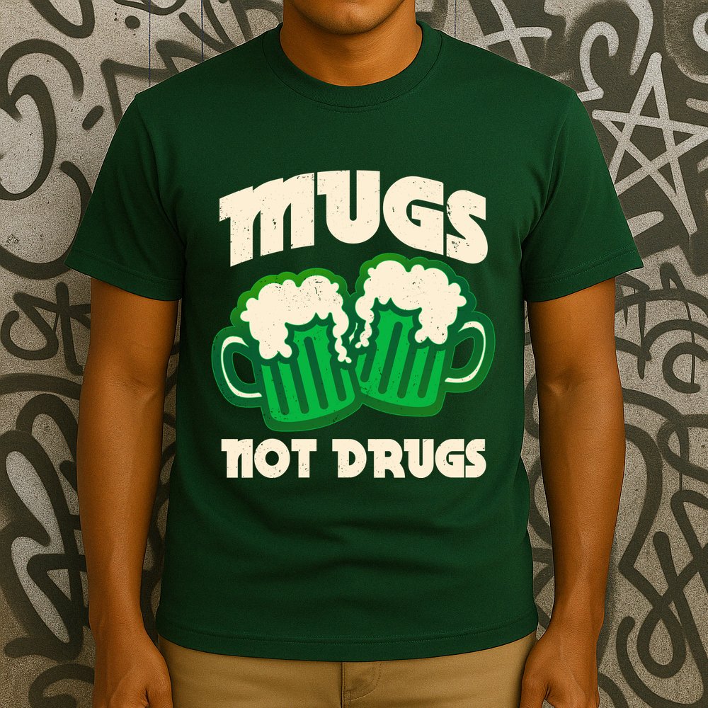 St Patricks Day Mugs Not Drugs Drink Green Beer T-Shirt