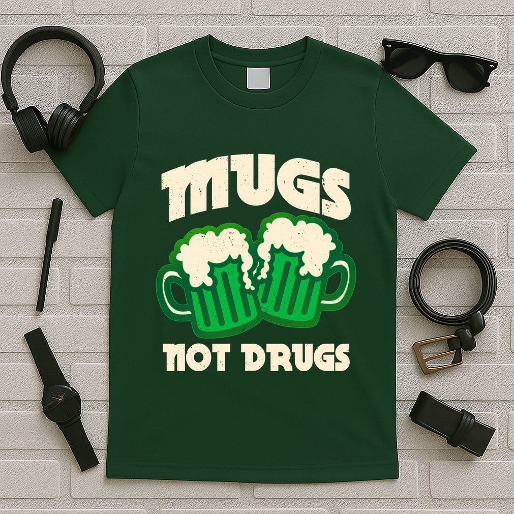 St Patricks Day Mugs Not Drugs Drink Green Beer T-Shirt