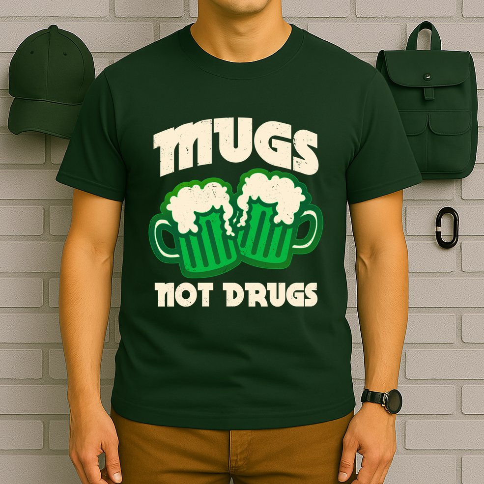 St Patricks Day Mugs Not Drugs Drink Green Beer T-Shirt