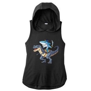 Shark Pirate Dinosaur T Rex Funny Jawsome Gifts Hoodie Ladies PosiCharge Tri-Blend Wicking Draft Hoodie Tank