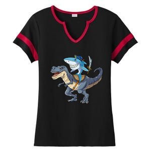 Shark Pirate Dinosaur T Rex Funny Jawsome Gifts Hoodie Ladies Halftime Notch Neck Tee