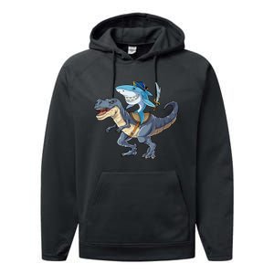 Shark Pirate Dinosaur T Rex Funny Jawsome Gifts Hoodie Performance Fleece Hoodie