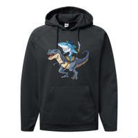 Shark Pirate Dinosaur T Rex Funny Jawsome Gifts Hoodie Performance Fleece Hoodie