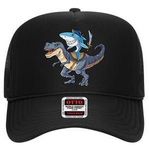 Shark Pirate Dinosaur T Rex Funny Jawsome Gifts Hoodie High Crown Mesh Back Trucker Hat