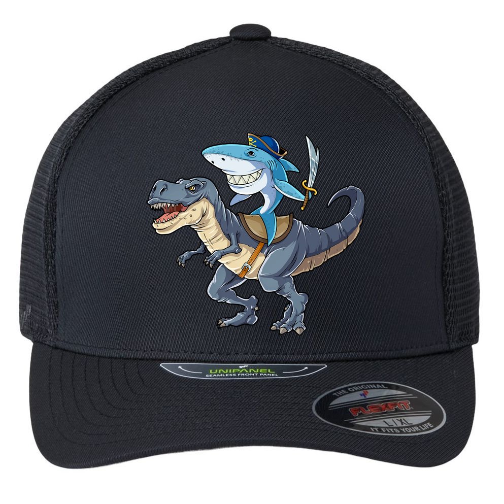 Shark Pirate Dinosaur T Rex Funny Jawsome Gifts Hoodie Flexfit Unipanel Trucker Cap