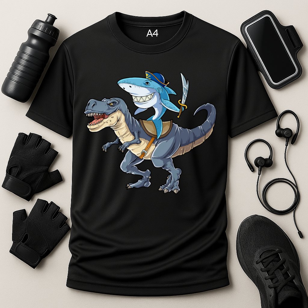 Shark Pirate Dinosaur T Rex Funny Jawsome Gifts Hoodie Cooling Performance Crew T-Shirt