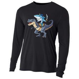 Shark Pirate Dinosaur T Rex Funny Jawsome Gifts Hoodie Cooling Performance Long Sleeve Crew