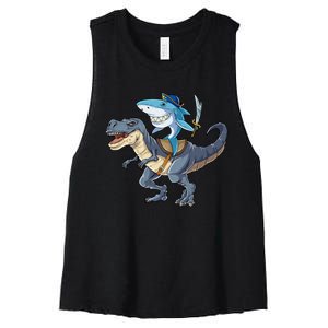 Shark Pirate Dinosaur T Rex Funny Jawsome Gifts Hoodie Women's Racerback Cropped Tank