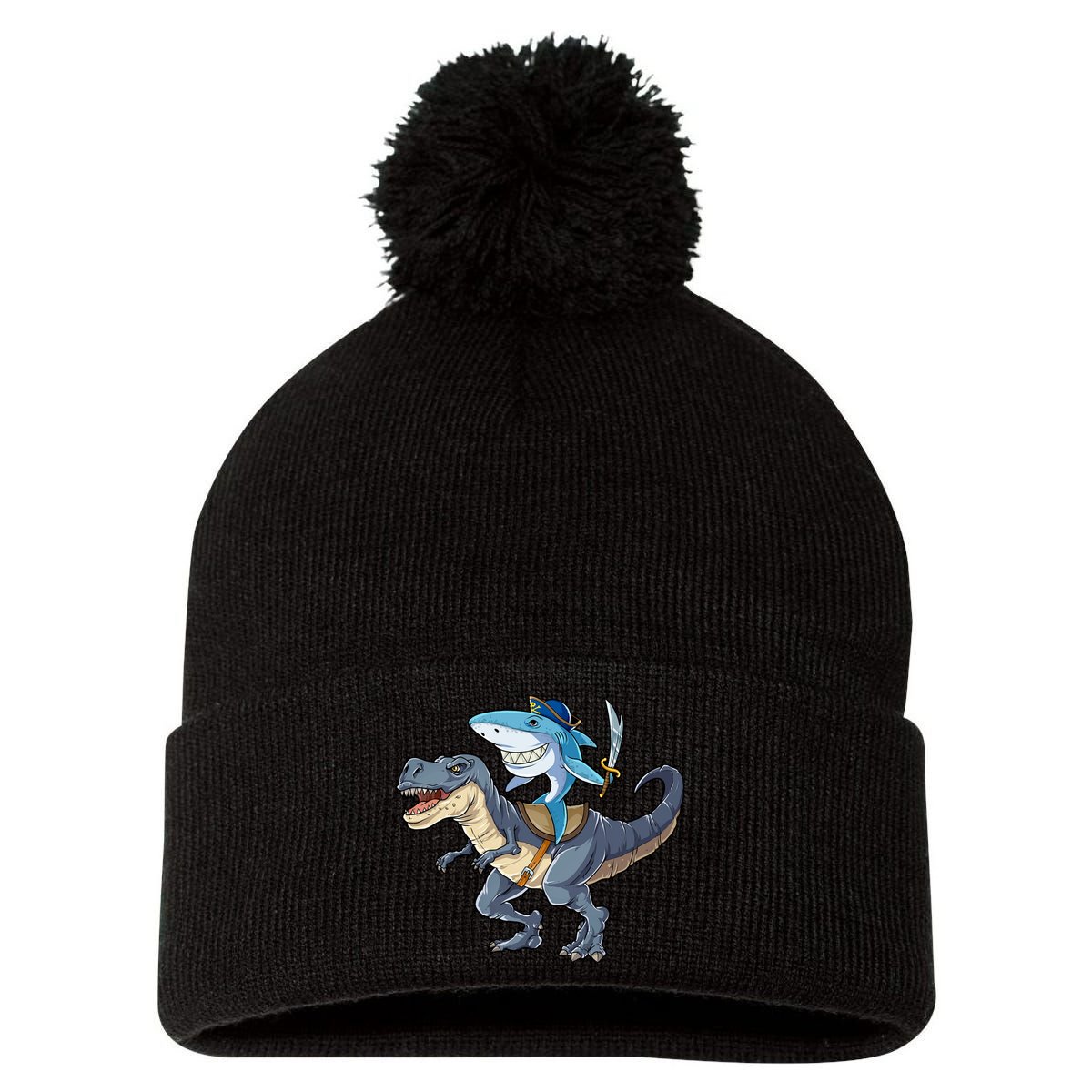 Shark Pirate Dinosaur T Rex Funny Jawsome Gifts Hoodie Pom Pom 12in Knit Beanie
