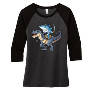 Shark Pirate Dinosaur T Rex Funny Jawsome Gifts Hoodie Women's Tri-Blend 3/4-Sleeve Raglan Shirt