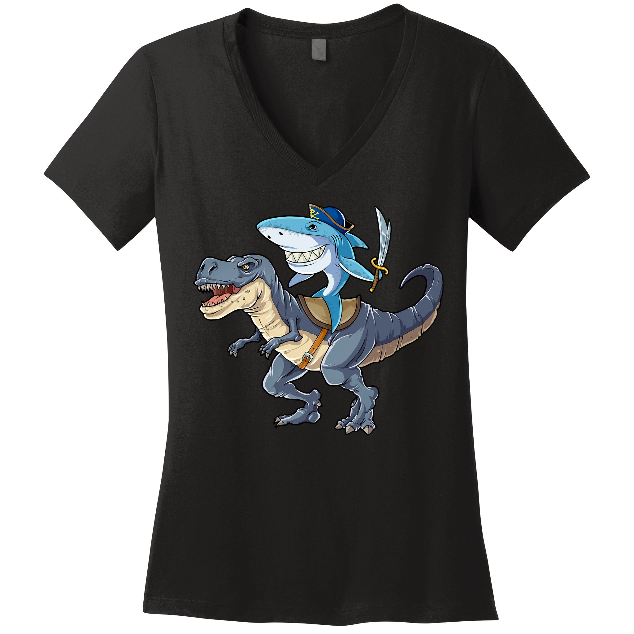 Shark Pirate Dinosaur T Rex Funny Jawsome Gifts Hoodie Women's V-Neck T-Shirt