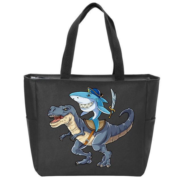 Shark Pirate Dinosaur T Rex Funny Jawsome Gifts Hoodie Zip Tote Bag