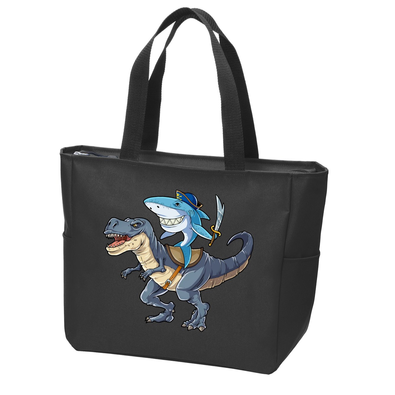 Shark Pirate Dinosaur T Rex Funny Jawsome Gifts Hoodie Zip Tote Bag