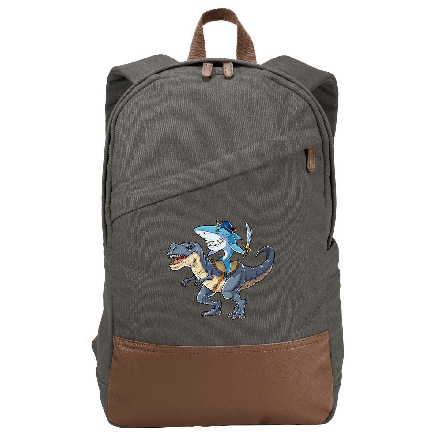 Shark Pirate Dinosaur T Rex Funny Jawsome Gifts Hoodie Cotton Canvas Backpack