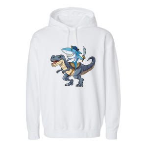 Shark Pirate Dinosaur T Rex Funny Jawsome Gifts Hoodie Garment-Dyed Fleece Hoodie