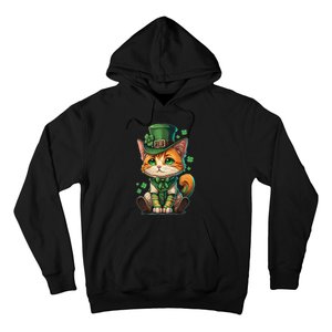 St Patricks Day Cat Leprechaun Funny Lucky Green Proud Irish Hoodie