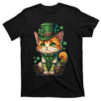 St Patricks Day Cat Leprechaun Funny Lucky Green Proud Irish T-Shirt