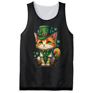 St Patricks Day Cat Leprechaun Funny Lucky Green Proud Irish Mesh Reversible Basketball Jersey Tank