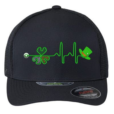 St Patricks Day Nurse Shamrock Heartbeat Stethoscope Irish Gift Flexfit Unipanel Trucker Cap