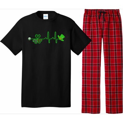 St Patricks Day Nurse Shamrock Heartbeat Stethoscope Irish Gift Pajama Set