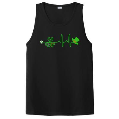 St Patricks Day Nurse Shamrock Heartbeat Stethoscope Irish Gift PosiCharge Competitor Tank