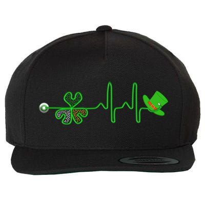 St Patricks Day Nurse Shamrock Heartbeat Stethoscope Irish Gift Wool Snapback Cap