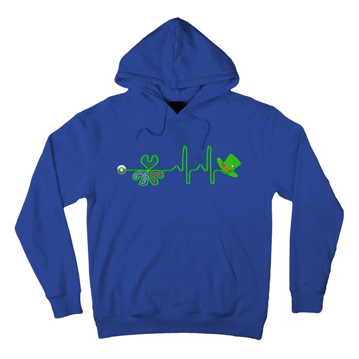 St Patricks Day Nurse Shamrock Heartbeat Stethoscope Irish Gift Hoodie