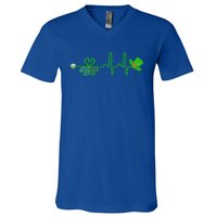 St Patricks Day Nurse Shamrock Heartbeat Stethoscope Irish Gift V-Neck T-Shirt