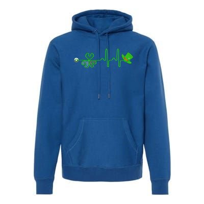 St Patricks Day Nurse Shamrock Heartbeat Stethoscope Irish Gift Premium Hoodie