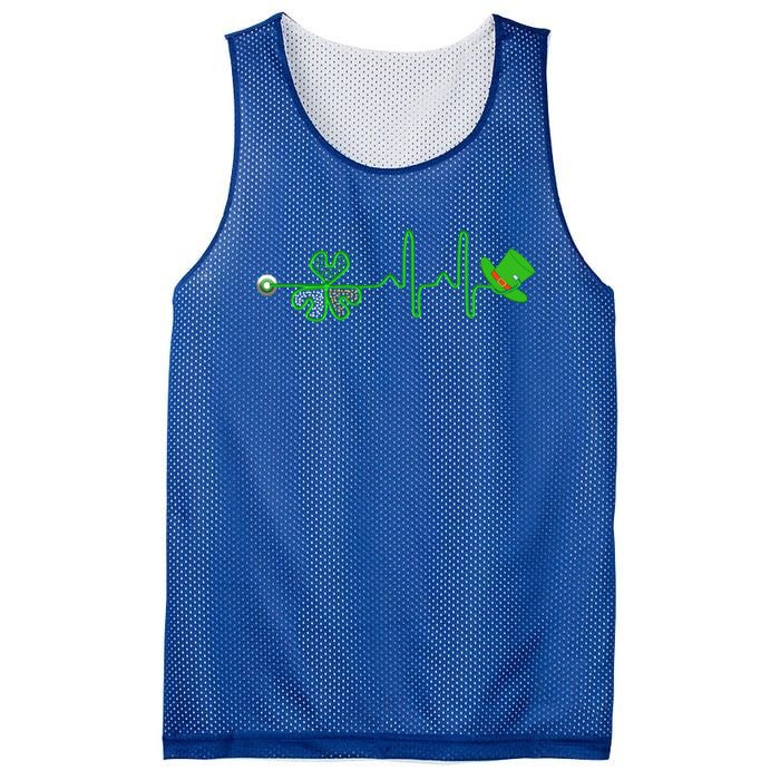 St Patricks Day Nurse Shamrock Heartbeat Stethoscope Irish Gift Mesh Reversible Basketball Jersey Tank