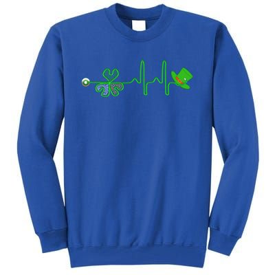 St Patricks Day Nurse Shamrock Heartbeat Stethoscope Irish Gift Tall Sweatshirt