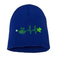 St Patricks Day Nurse Shamrock Heartbeat Stethoscope Irish Gift Short Acrylic Beanie