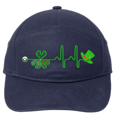 St Patricks Day Nurse Shamrock Heartbeat Stethoscope Irish Gift 7-Panel Snapback Hat