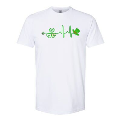 St Patricks Day Nurse Shamrock Heartbeat Stethoscope Irish Gift Softstyle CVC T-Shirt