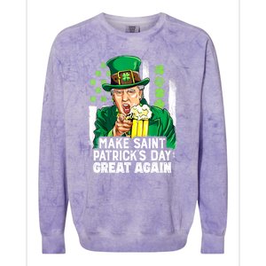 St Patricks Day Trump Make Great Again Funny Leprechaun Gift Colorblast Crewneck Sweatshirt