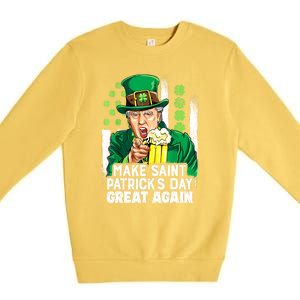 St Patricks Day Trump Make Great Again Funny Leprechaun Gift Premium Crewneck Sweatshirt